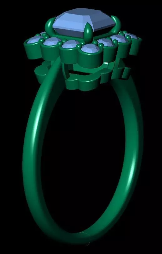 Asscher Diamond Ring 3D print model_15