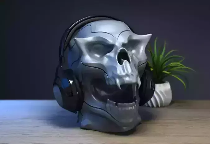 Scream Skull Headphone Stand Cyborg Headset Stand