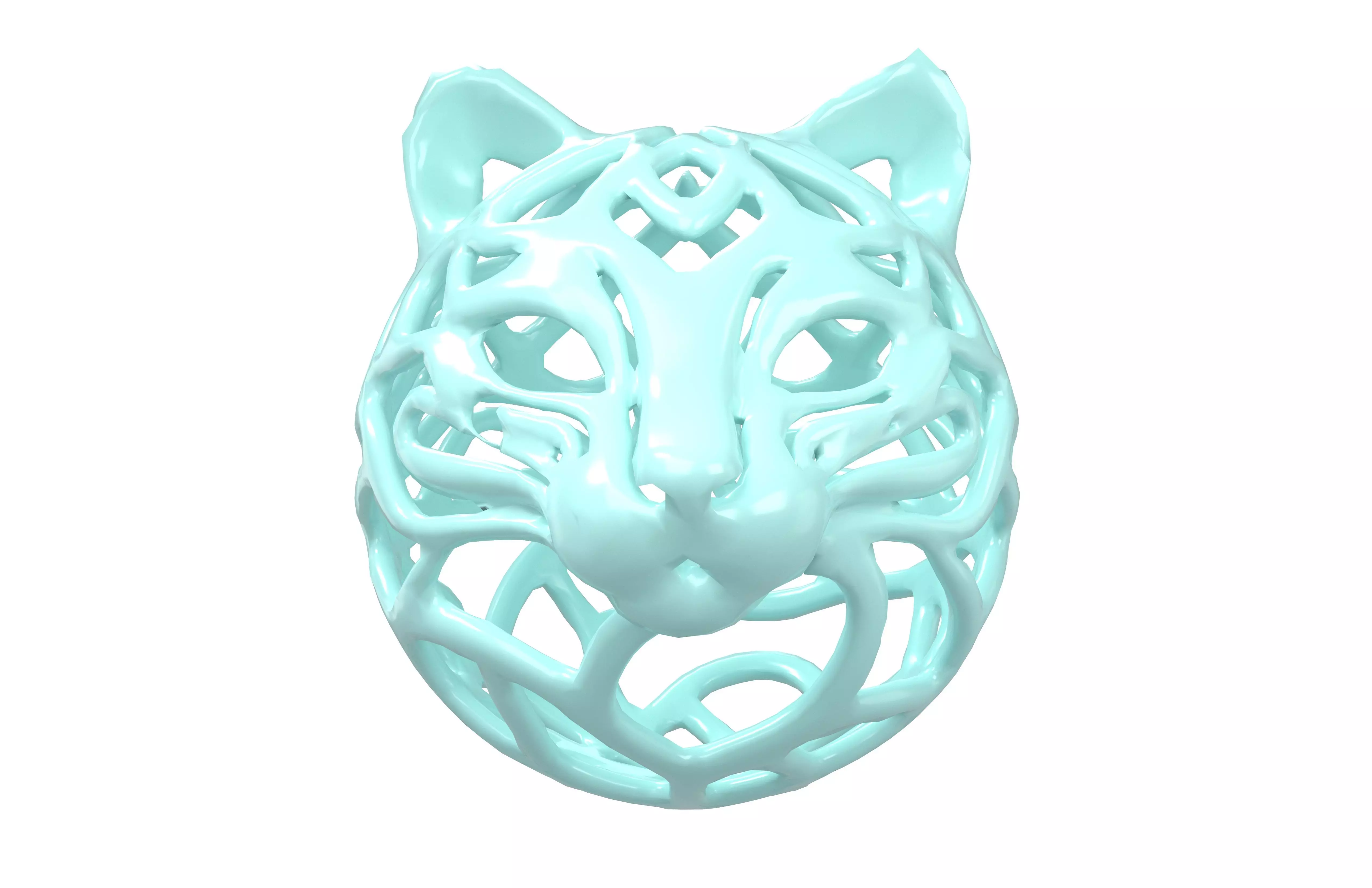 Abstract Cat Head Shape Decoration v1 002 Low-poly 3D model_3