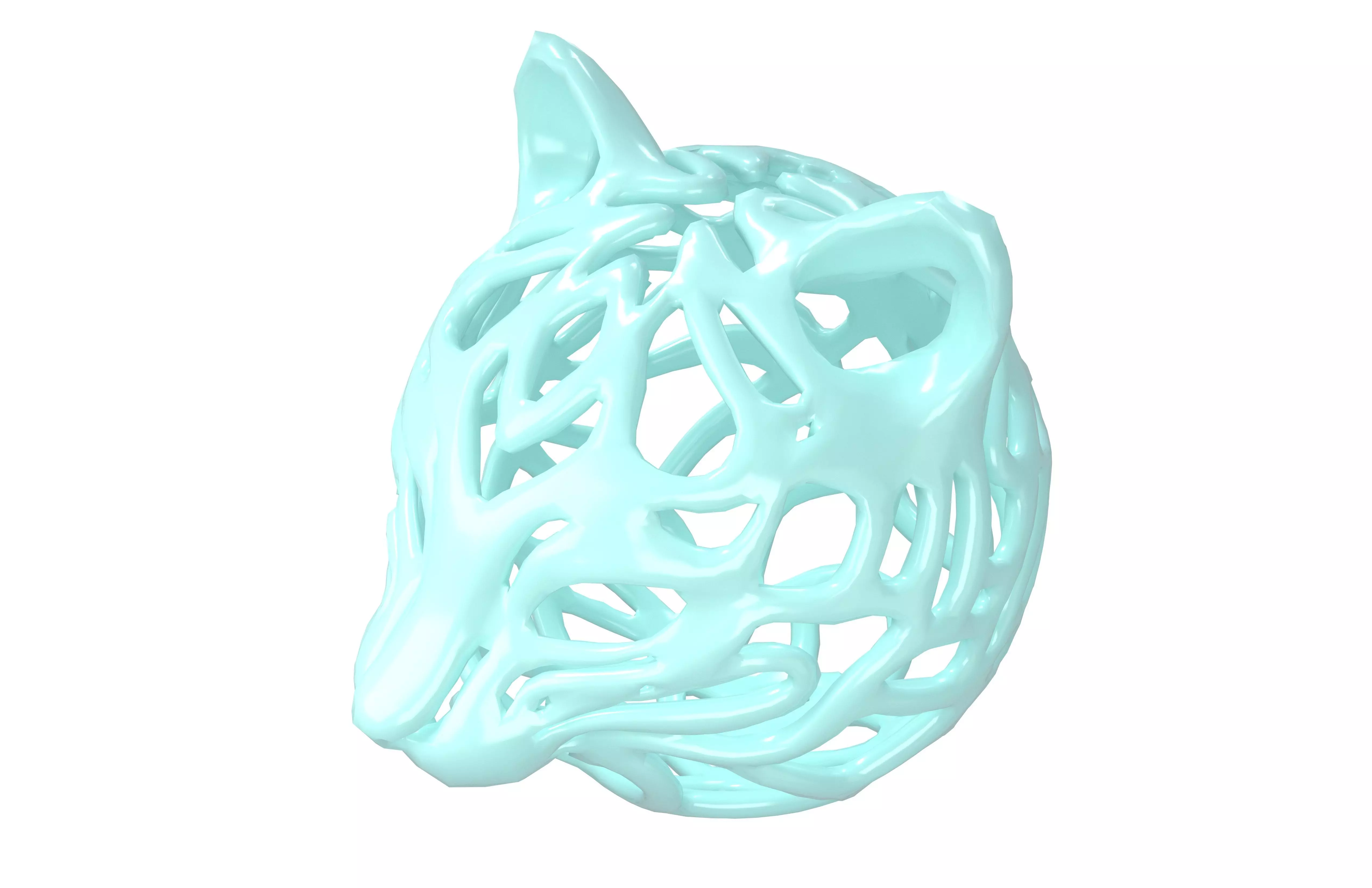 Abstract Cat Head Shape Decoration v1 002 Low-poly 3D model_1
