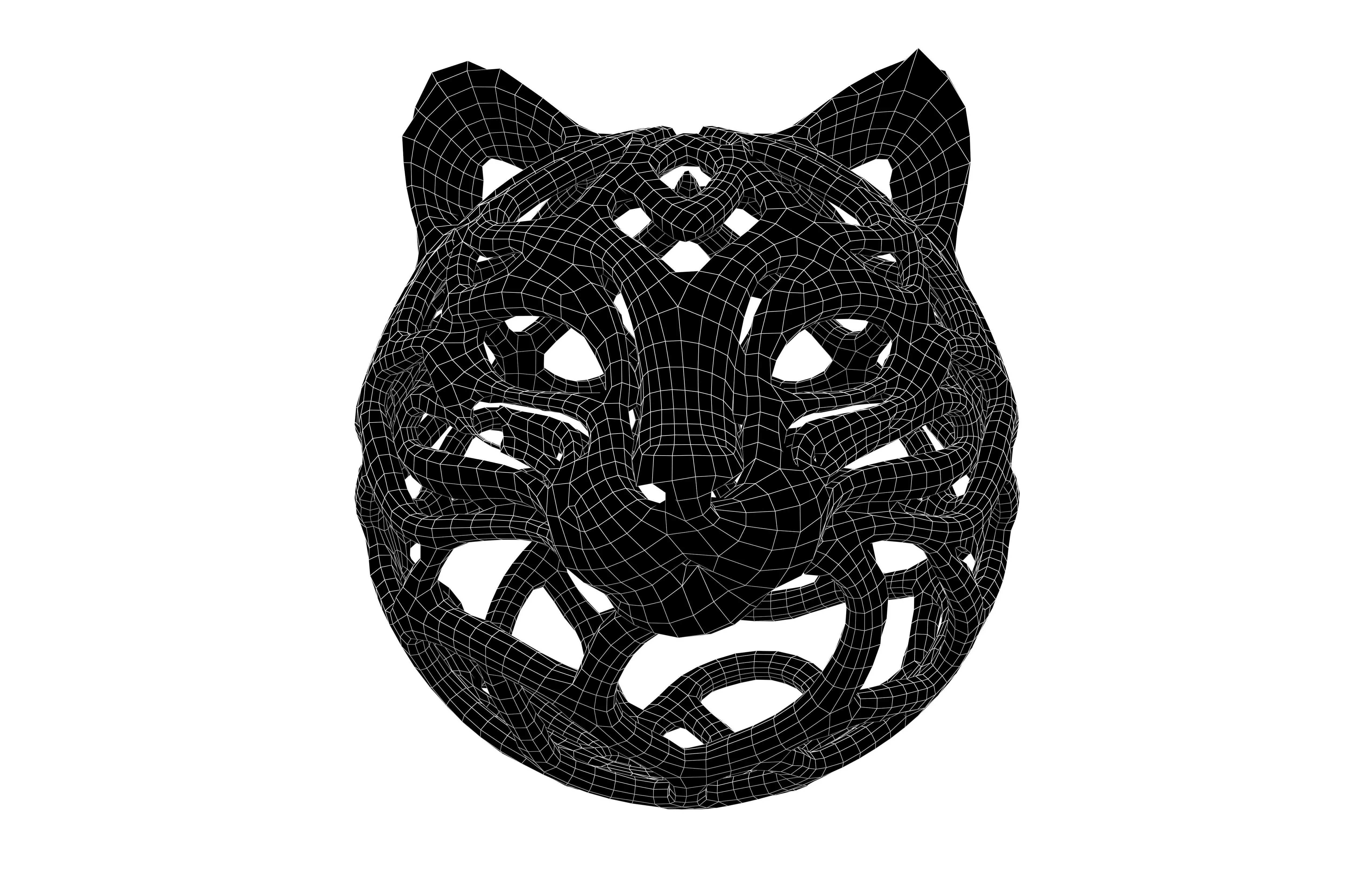 Abstract Cat Head Shape Decoration v1 003 Low-poly 3D model_5