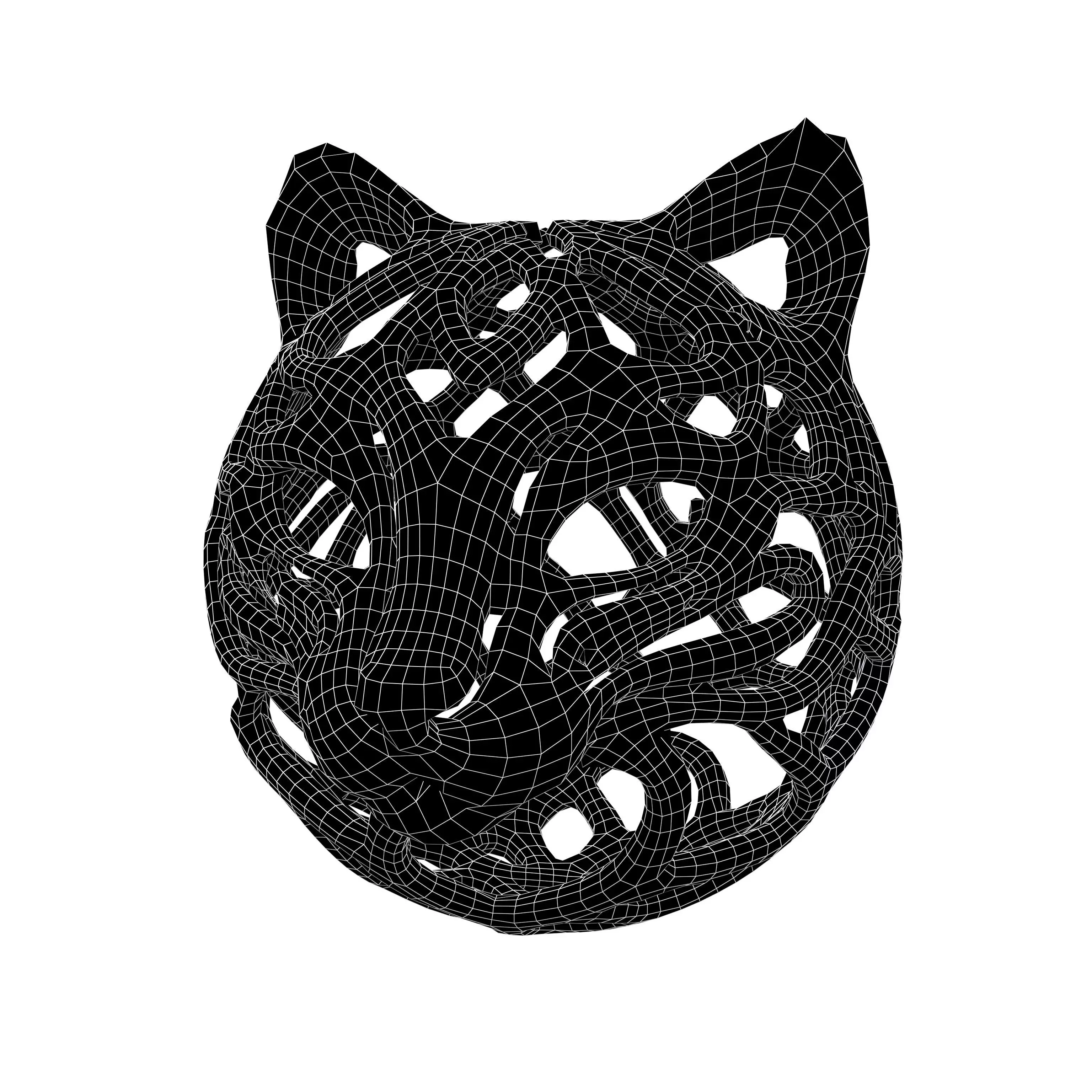 Abstract Cat Head Shape Decoration v1 004 Low-poly 3D model_4
