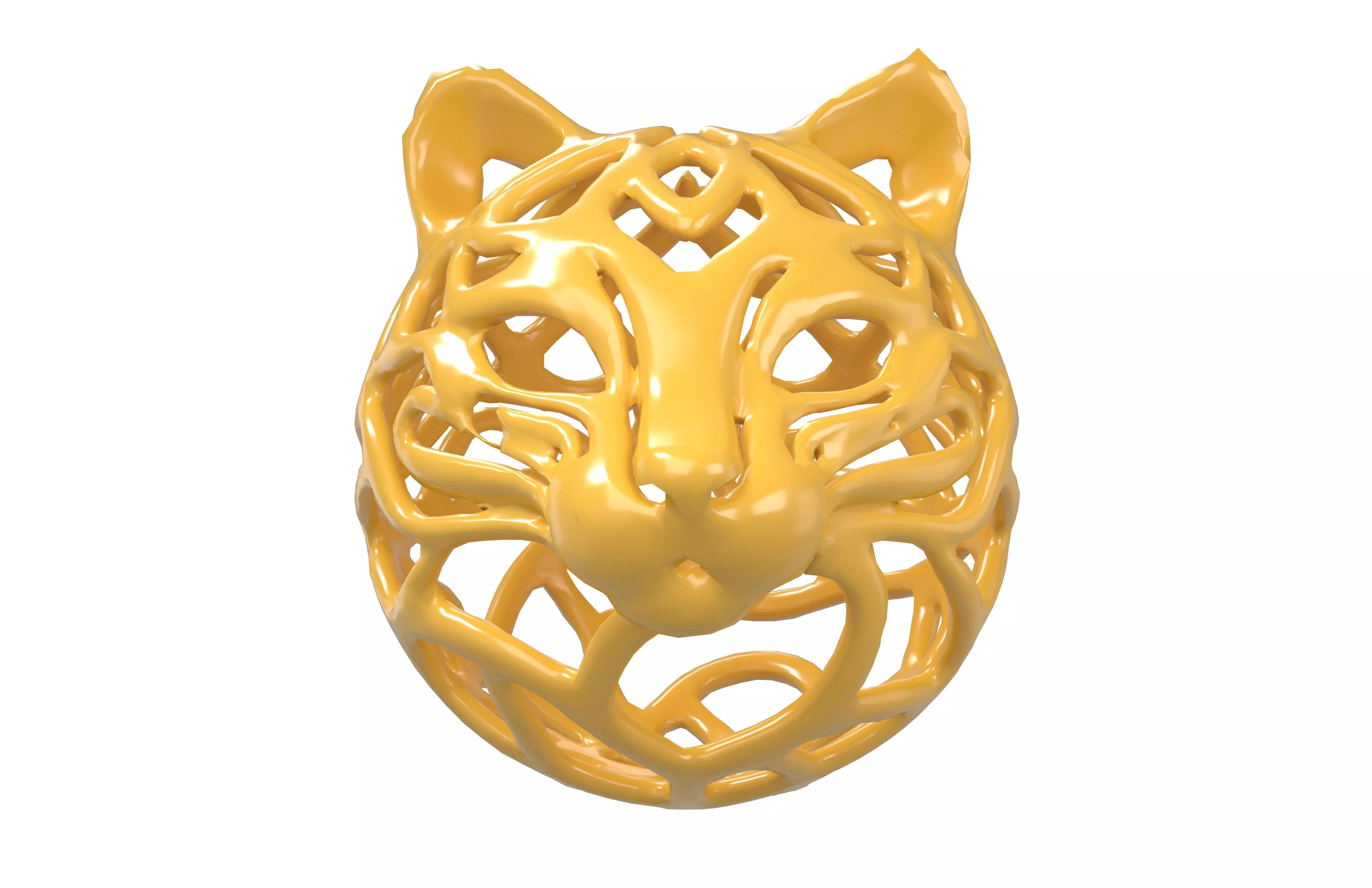 Abstract Cat Head Shape Decoration v1 004 Low-poly 3D model_1