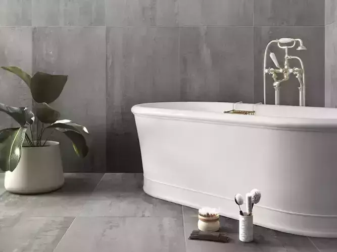 Modern Concrete Bathroom Photorealistic Interior Scene