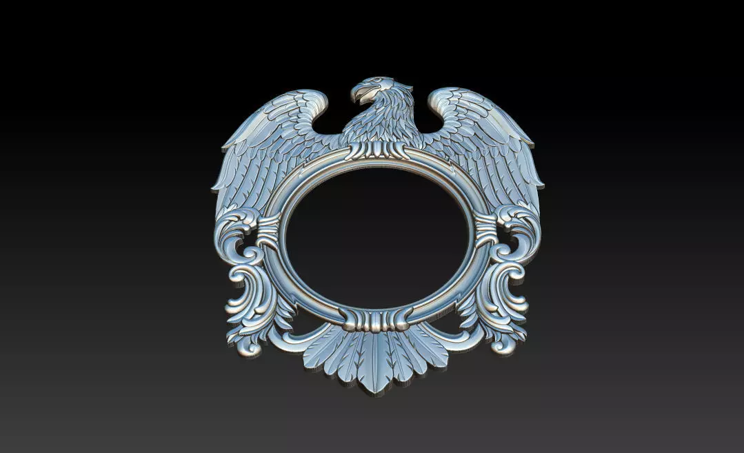 Eagle Mirror and Clock Frame - High-Detail 3D Relief Model 3D print model_10