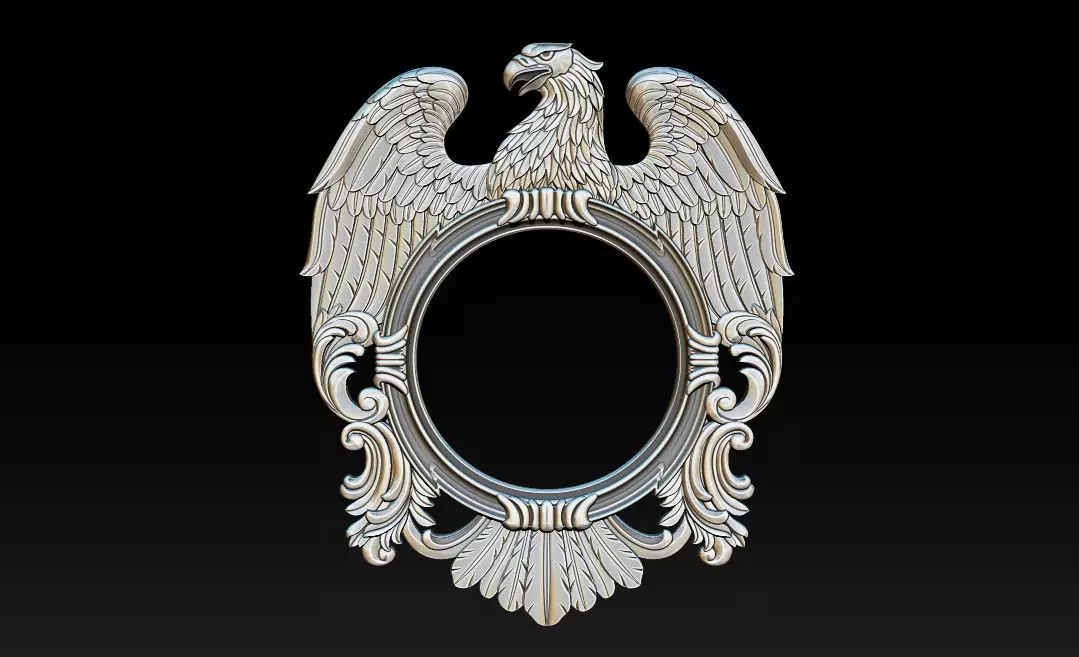 Eagle Mirror and Clock Frame - High-Detail 3D Relief Model 3D print model_15