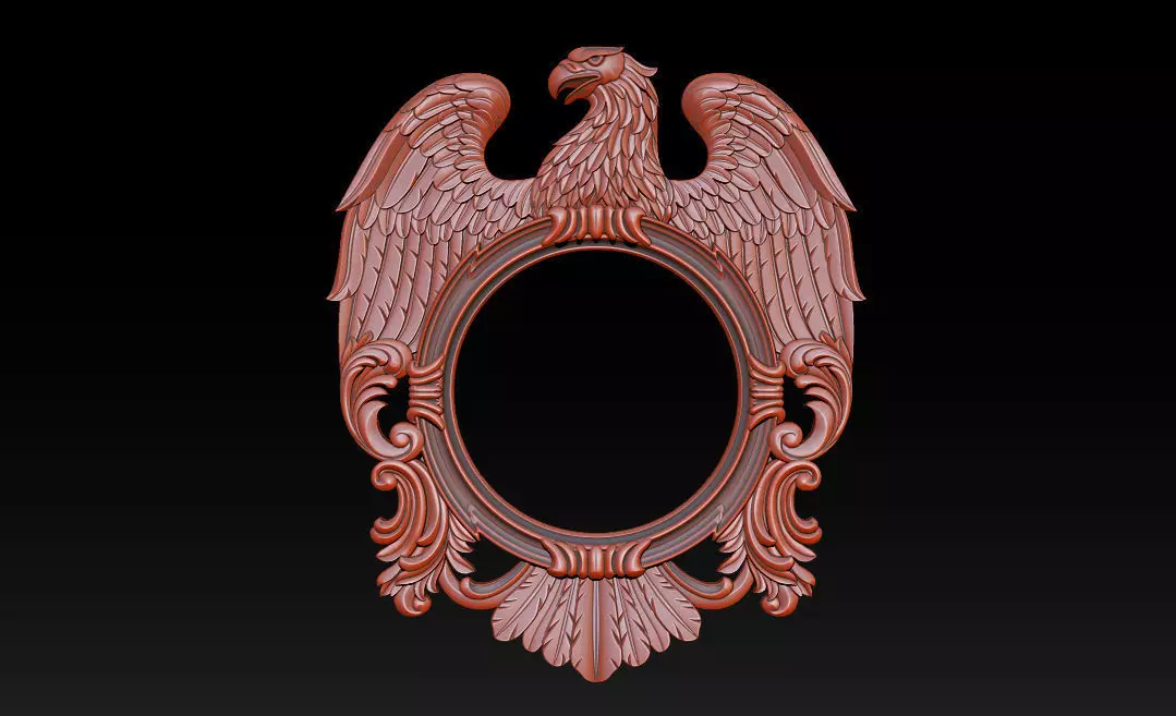 Eagle Mirror and Clock Frame - High-Detail 3D Relief Model 3D print model_0