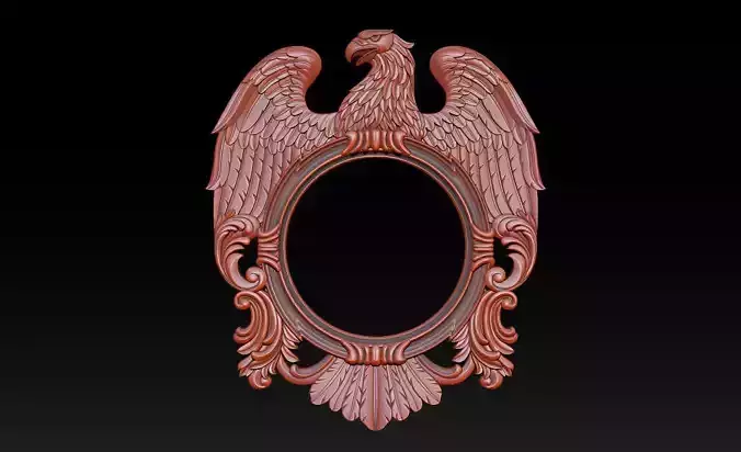 Eagle Mirror and Clock Frame - High-Detail 3D Relief Model