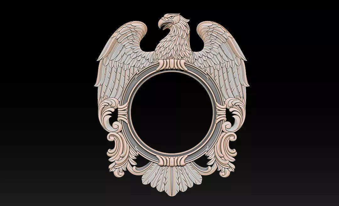 Eagle Mirror and Clock Frame - High-Detail 3D Relief Model 3D print model_4