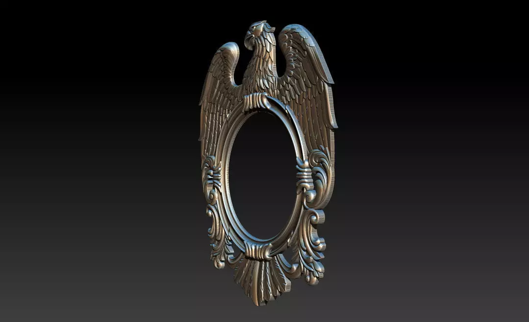 Eagle Mirror and Clock Frame - High-Detail 3D Relief Model 3D print model_7