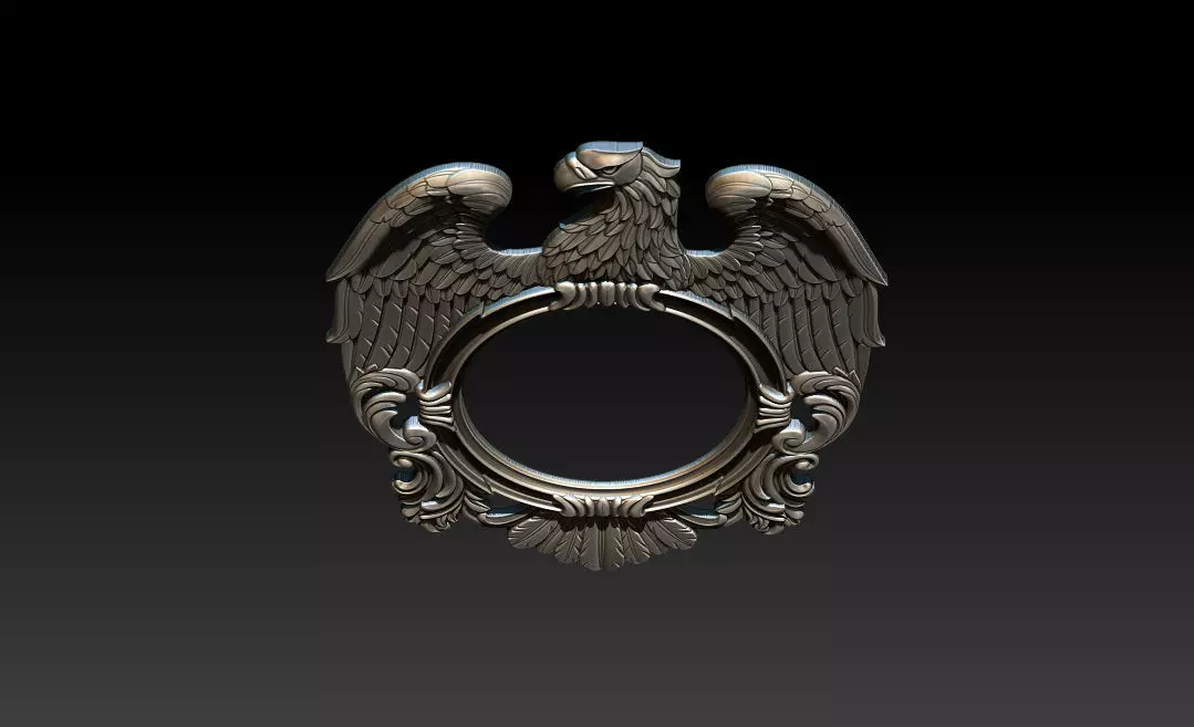 Eagle Mirror and Clock Frame - High-Detail 3D Relief Model 3D print model_9