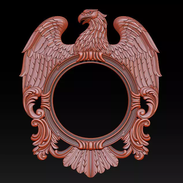 Eagle Mirror and Clock Frame - High-Detail 3D Relief Model 3D print model_17