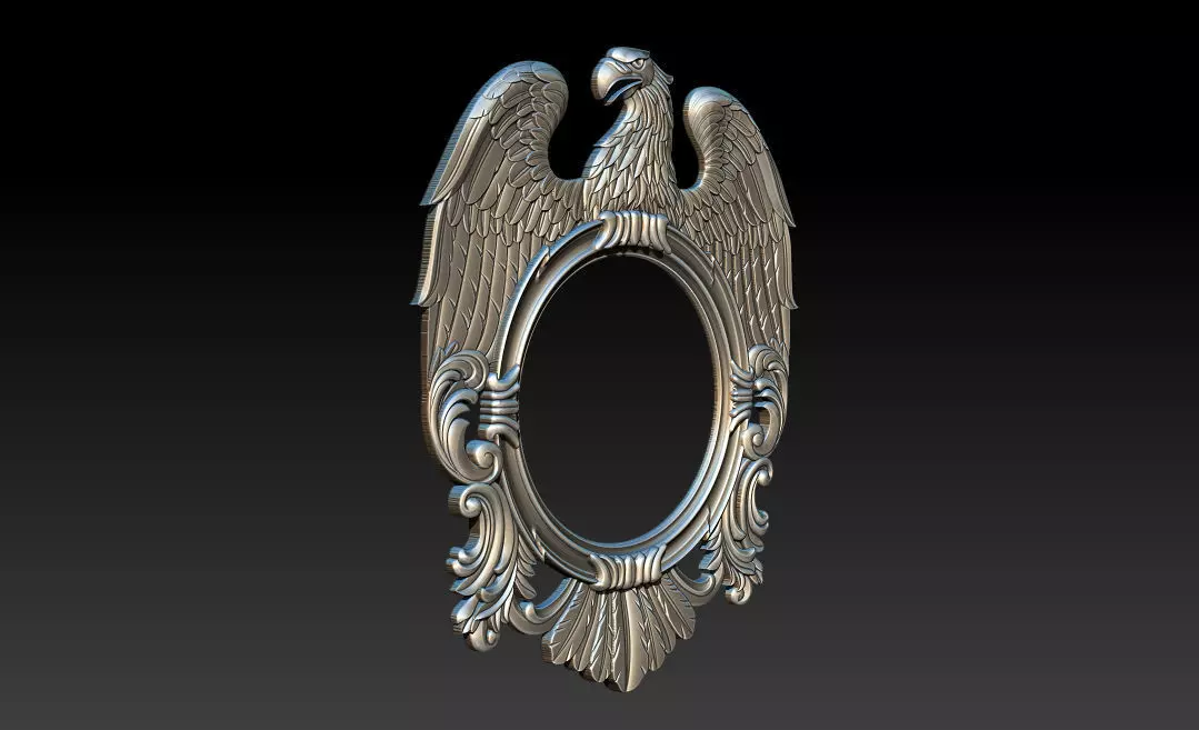 Eagle Mirror and Clock Frame - High-Detail 3D Relief Model 3D print model_8