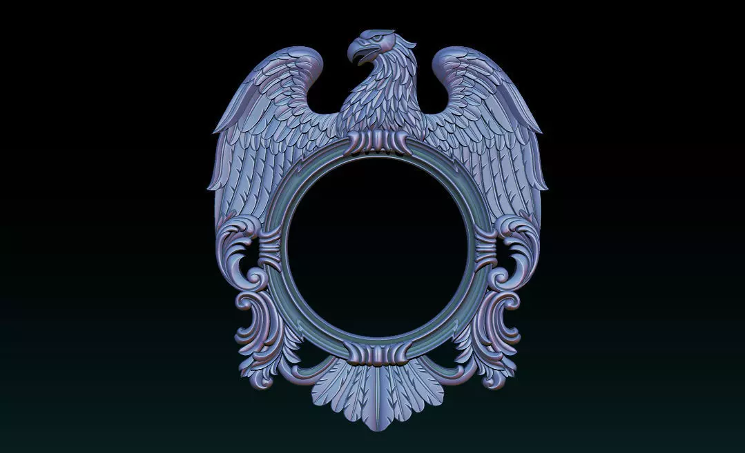 Eagle Mirror and Clock Frame - High-Detail 3D Relief Model 3D print model_1