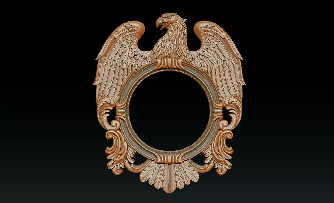 Eagle Mirror and Clock Frame - High-Detail 3D Relief Model 3D print model_2