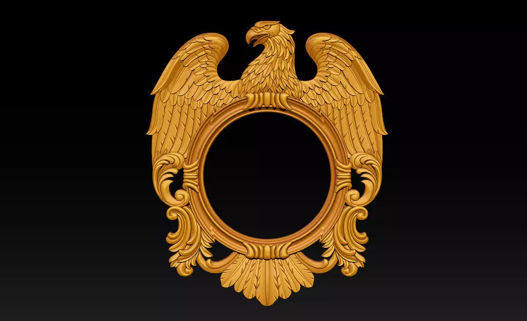 Eagle Mirror and Clock Frame - High-Detail 3D Relief Model 3D print model_6