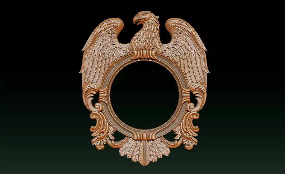 Eagle Mirror and Clock Frame - High-Detail 3D Relief Model 3D print model_16