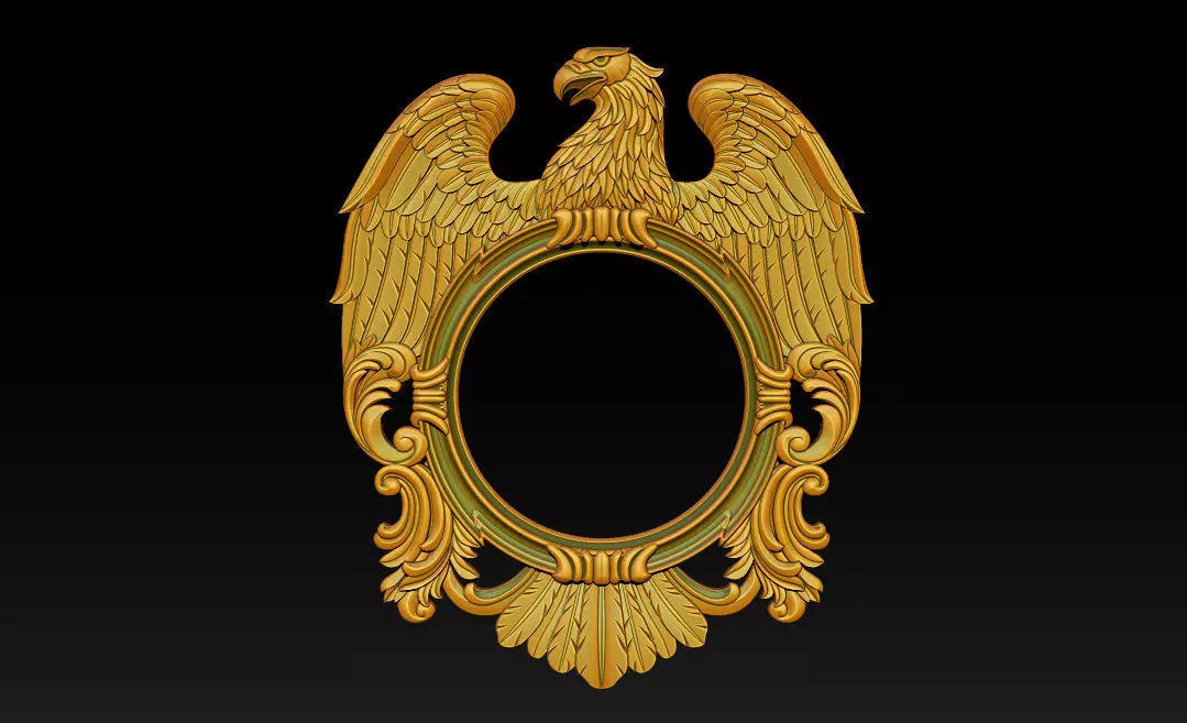 Eagle Mirror and Clock Frame - High-Detail 3D Relief Model 3D print model_3