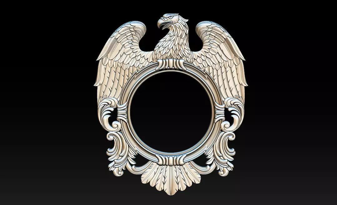Eagle Mirror and Clock Frame - High-Detail 3D Relief Model 3D print model_5