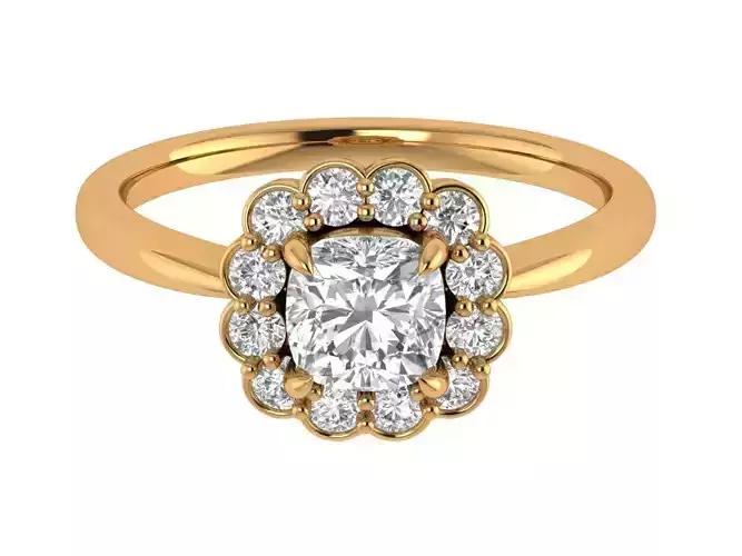 Cushion Diamond Solitaire Ring
