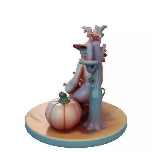 2902  Witch with Spell book  Skull  Raven and Pumpkin 3D print model_33