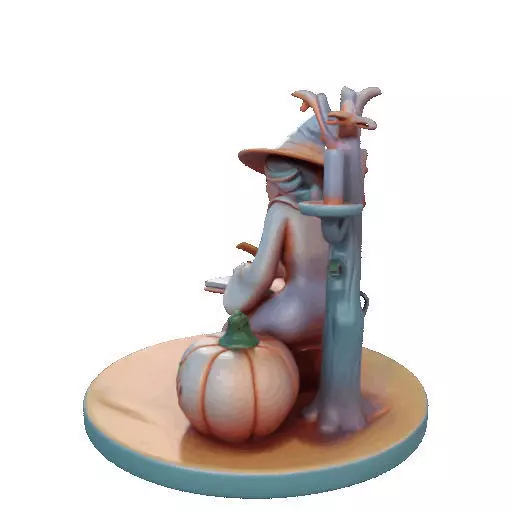2902  Witch with Spell book  Skull  Raven and Pumpkin 3D print model_34