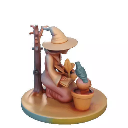 2902  Witch with Spell book  Skull  Raven and Pumpkin 3D print model_22