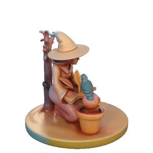 2902  Witch with Spell book  Skull  Raven and Pumpkin 3D print model_21