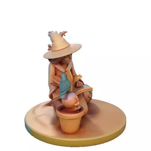 2902  Witch with Spell book  Skull  Raven and Pumpkin 3D print model_19