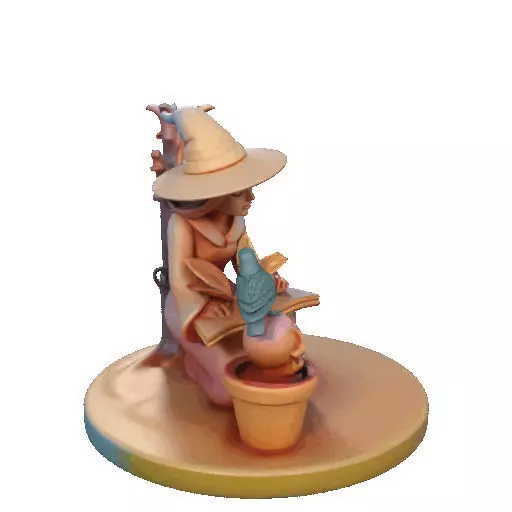 2902  Witch with Spell book  Skull  Raven and Pumpkin 3D print model_20