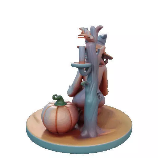 2902  Witch with Spell book  Skull  Raven and Pumpkin 3D print model_32