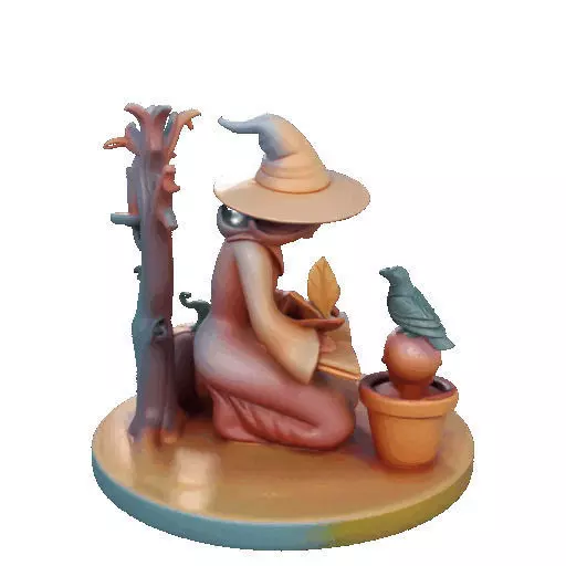 2902  Witch with Spell book  Skull  Raven and Pumpkin 3D print model_24