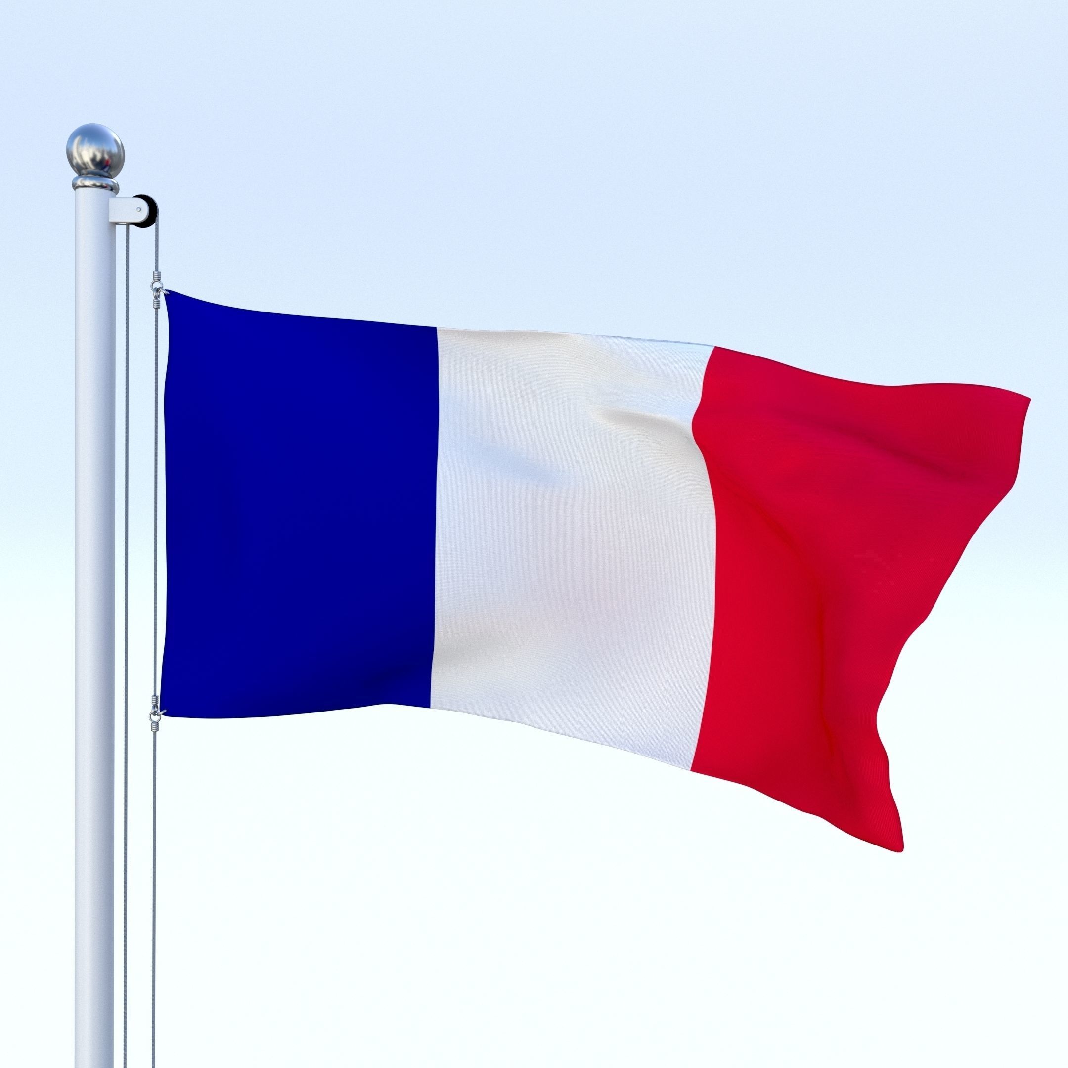 Animated France Flag Low-poly 3D model_6