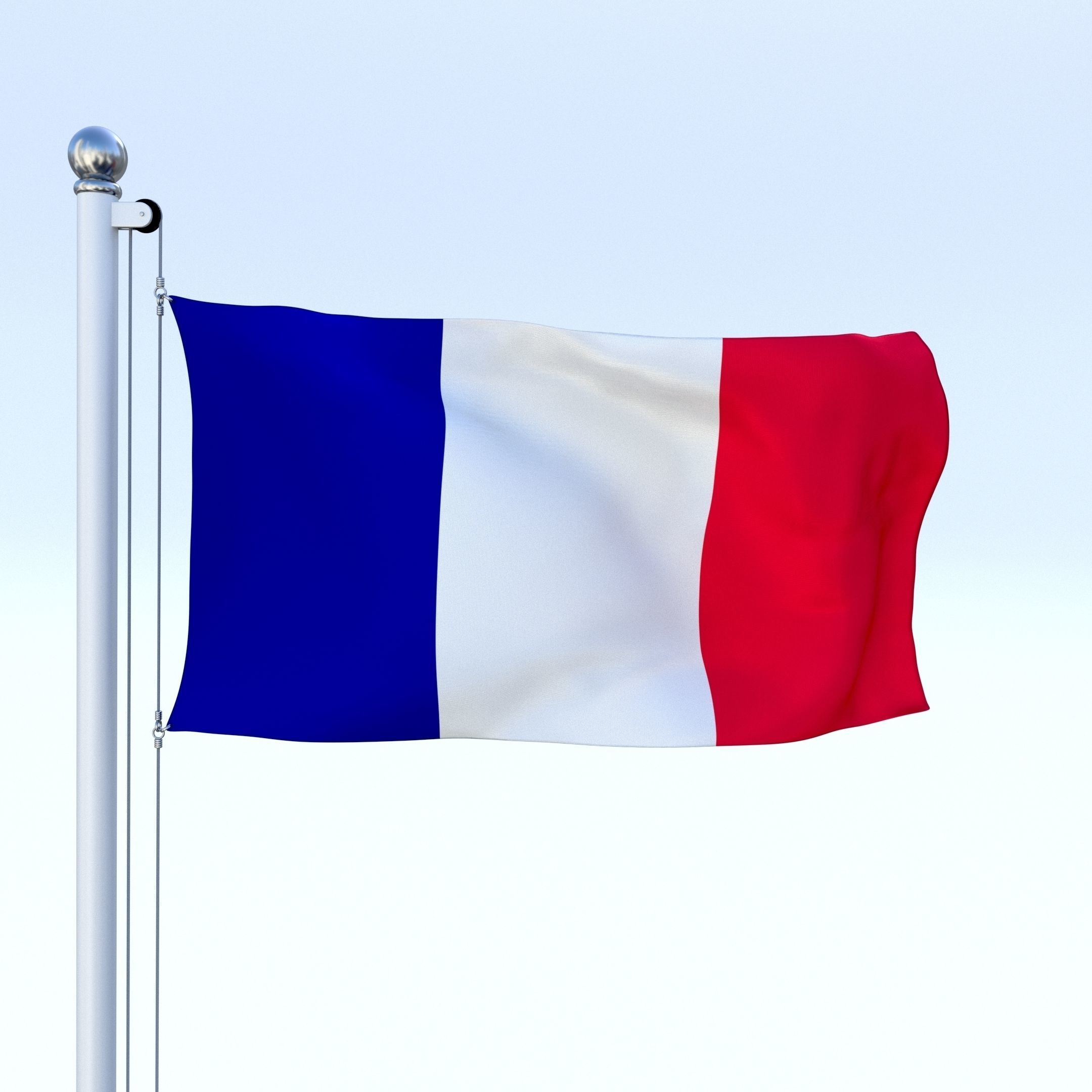 Animated France Flag Low-poly 3D model_12