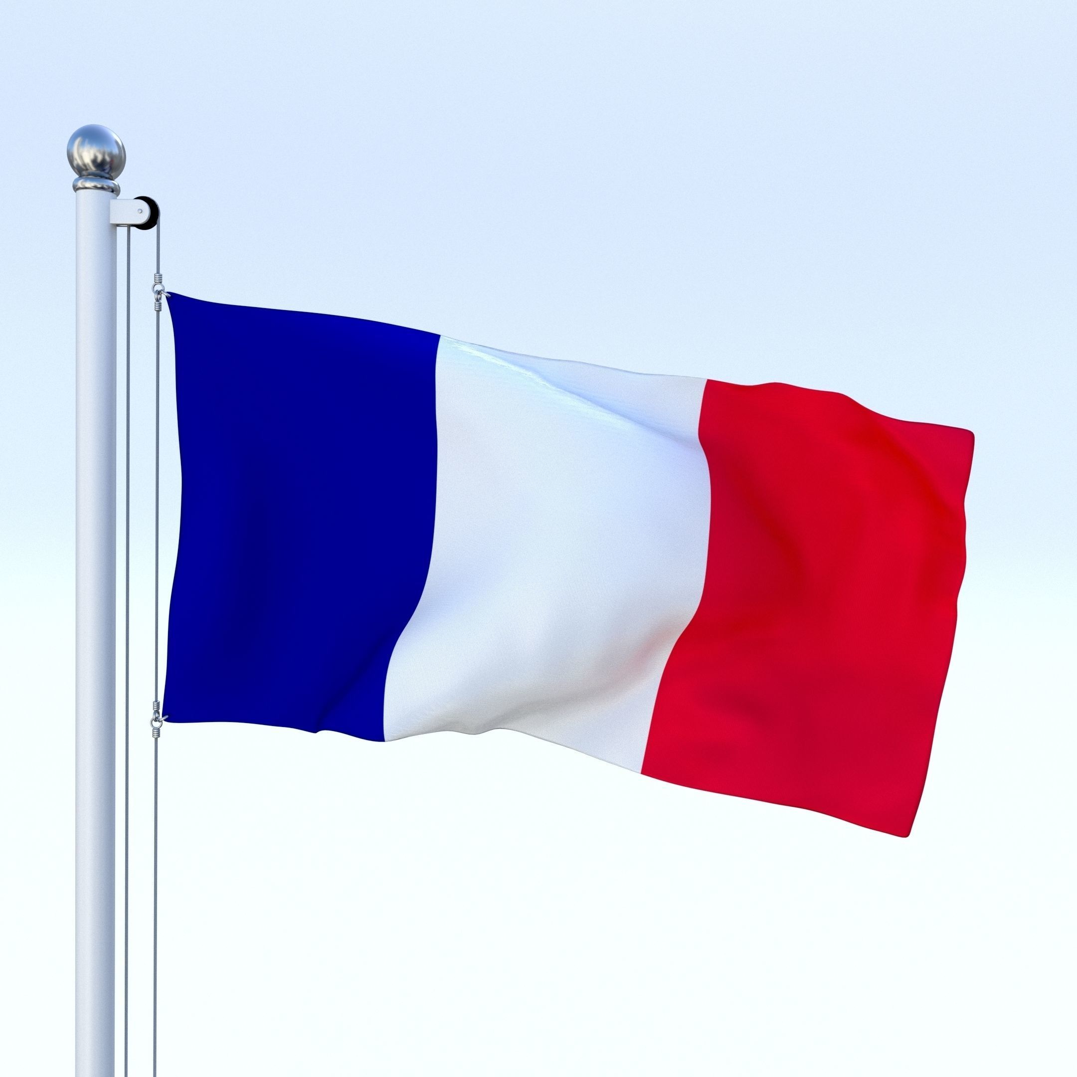 Animated France Flag Low-poly 3D model_4