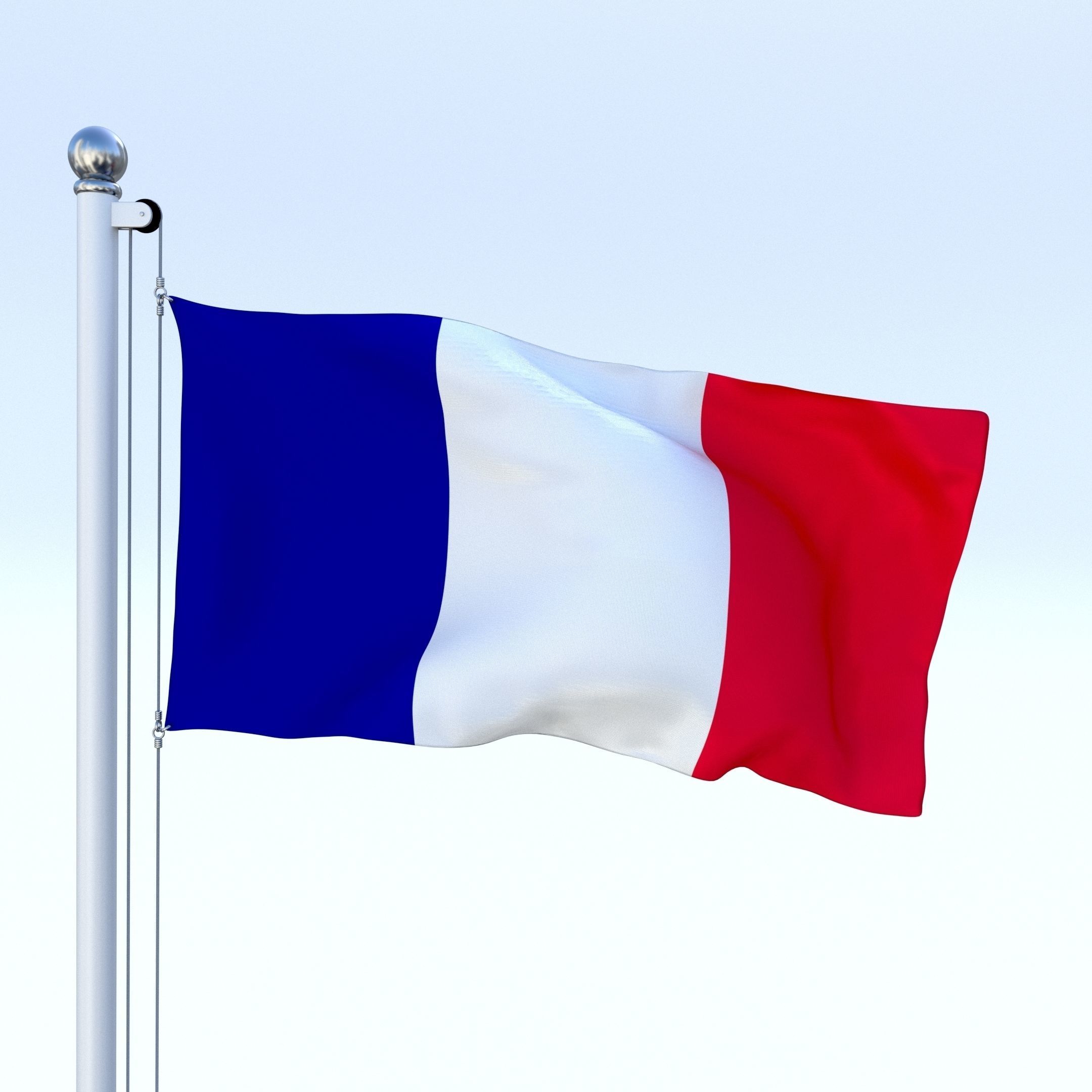 Animated France Flag Low-poly 3D model_24