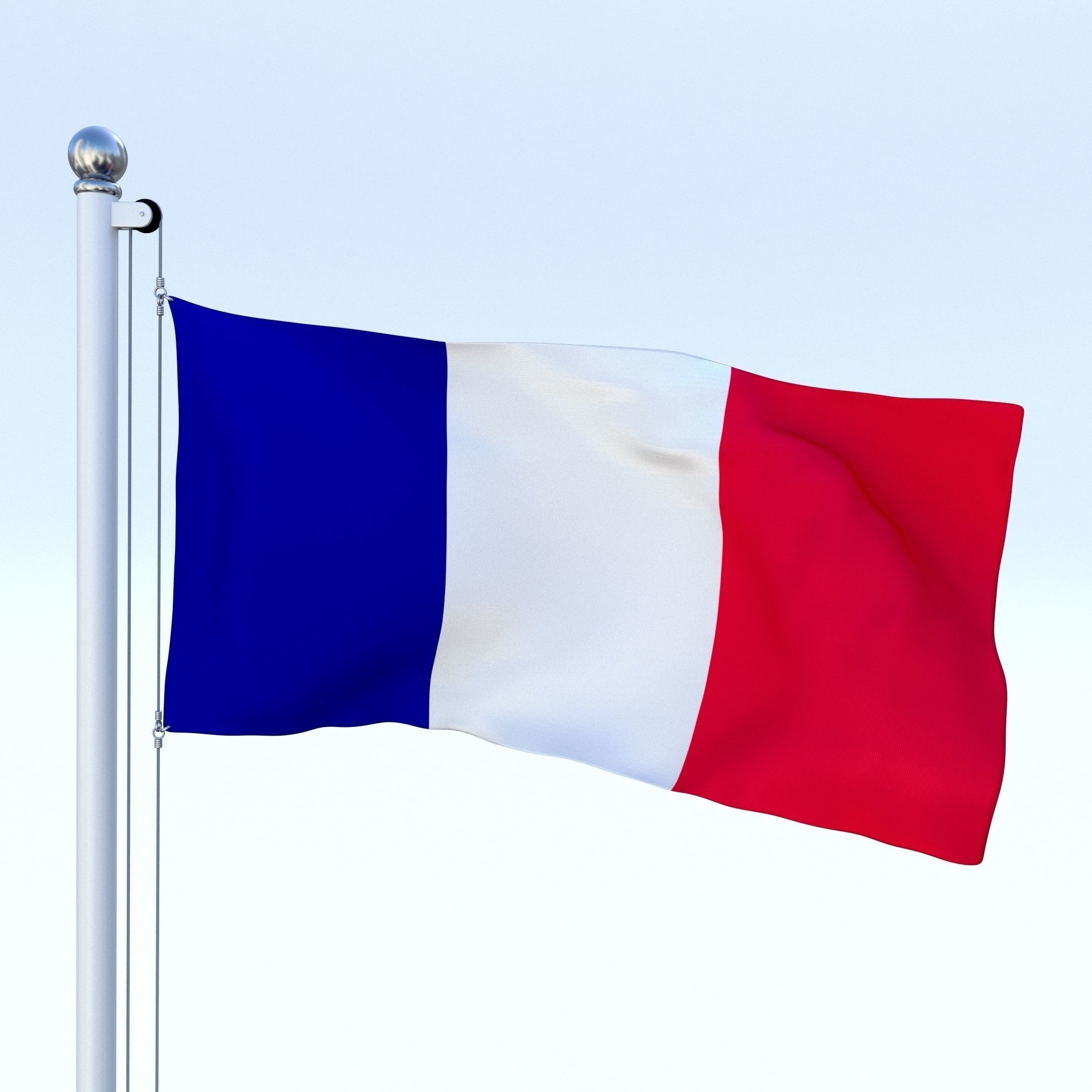 Animated France Flag Low-poly 3D model_1