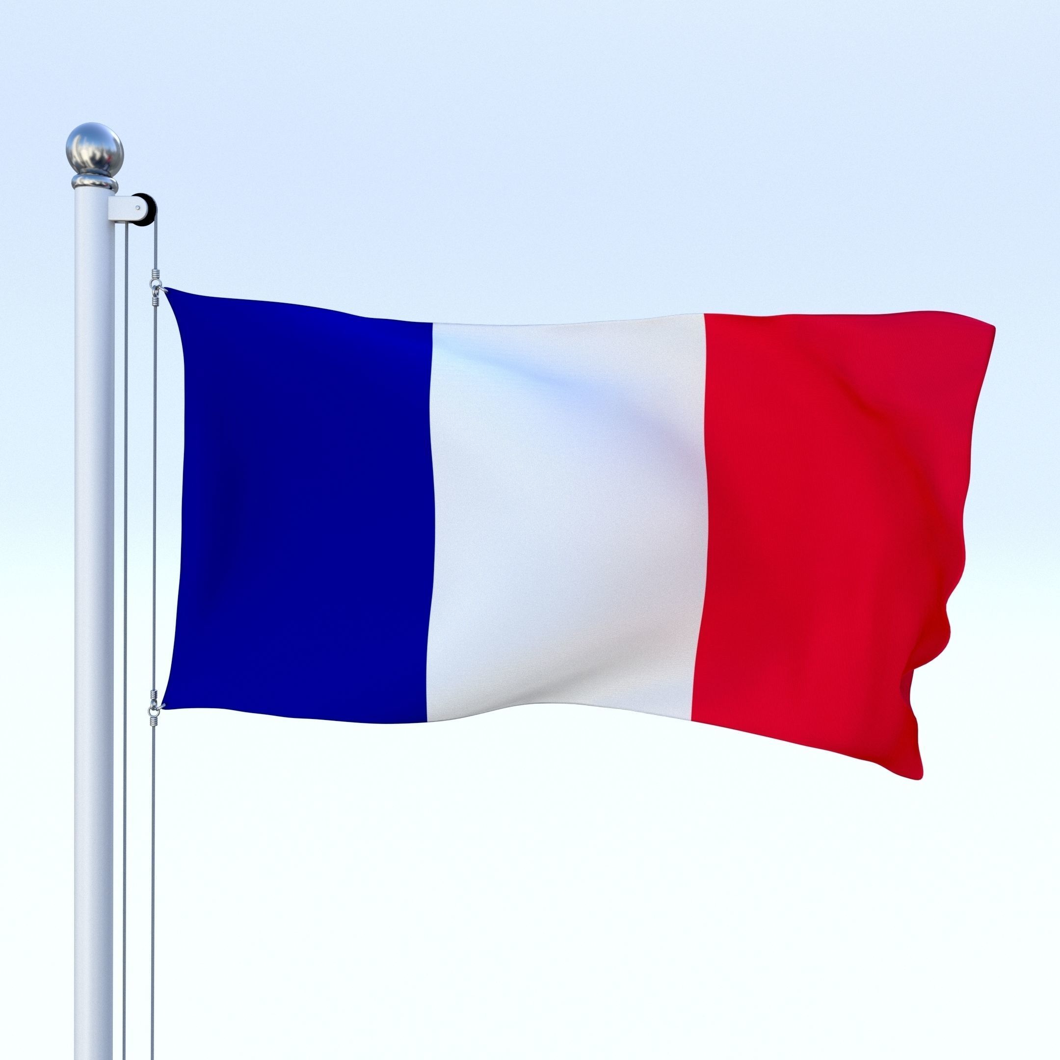 Animated France Flag Low-poly 3D model_26