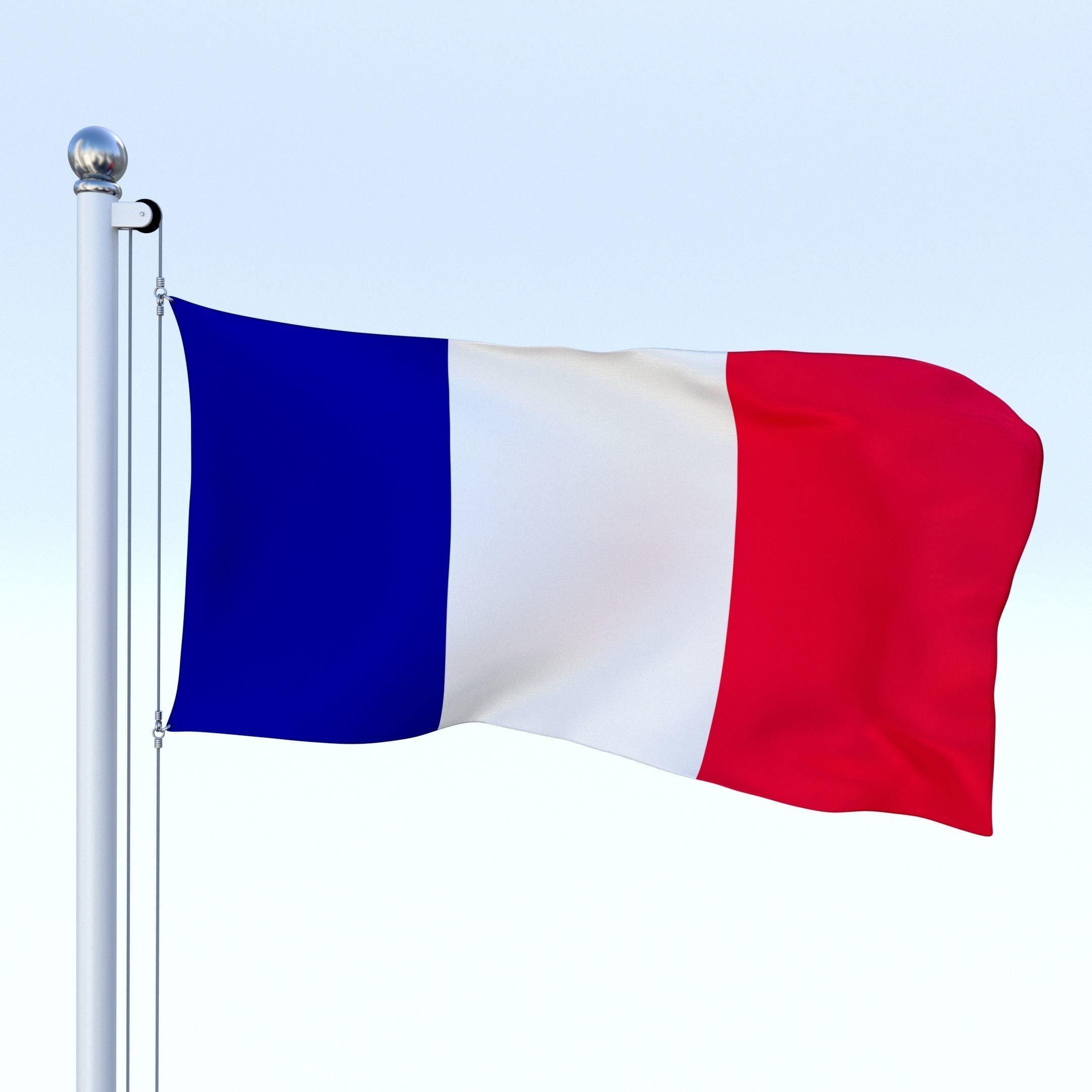 Animated France Flag Low-poly 3D model_5