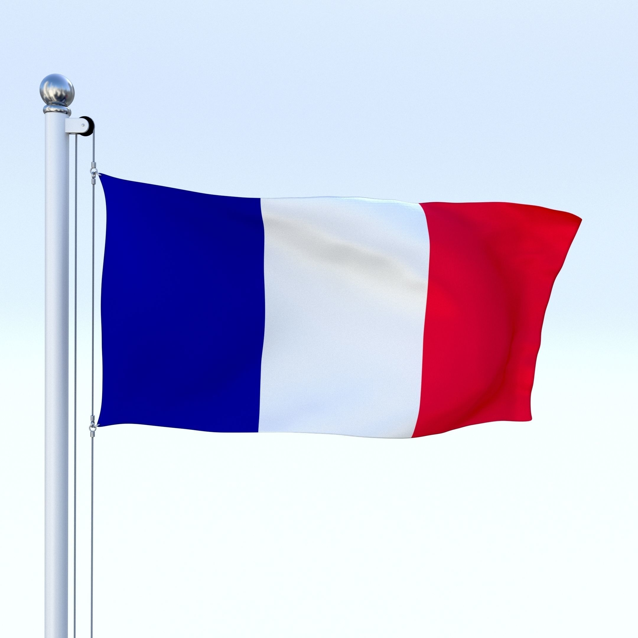Animated France Flag Low-poly 3D model_22