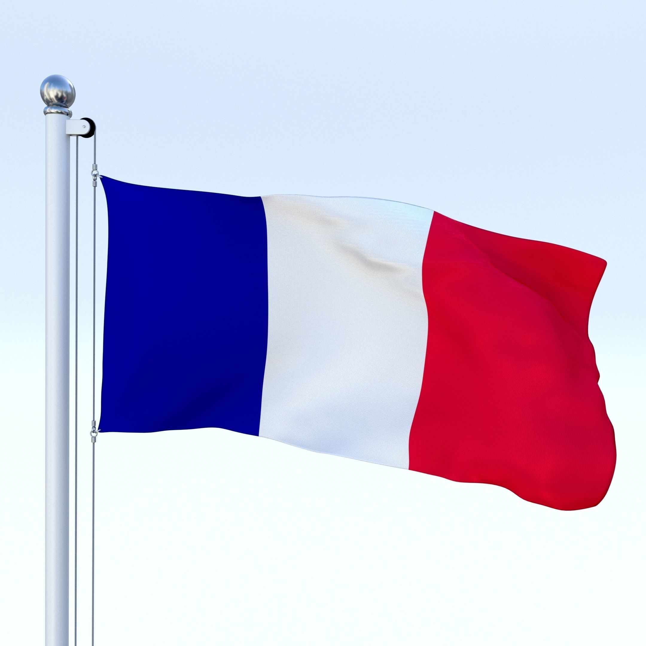 Animated France Flag Low-poly 3D model_17