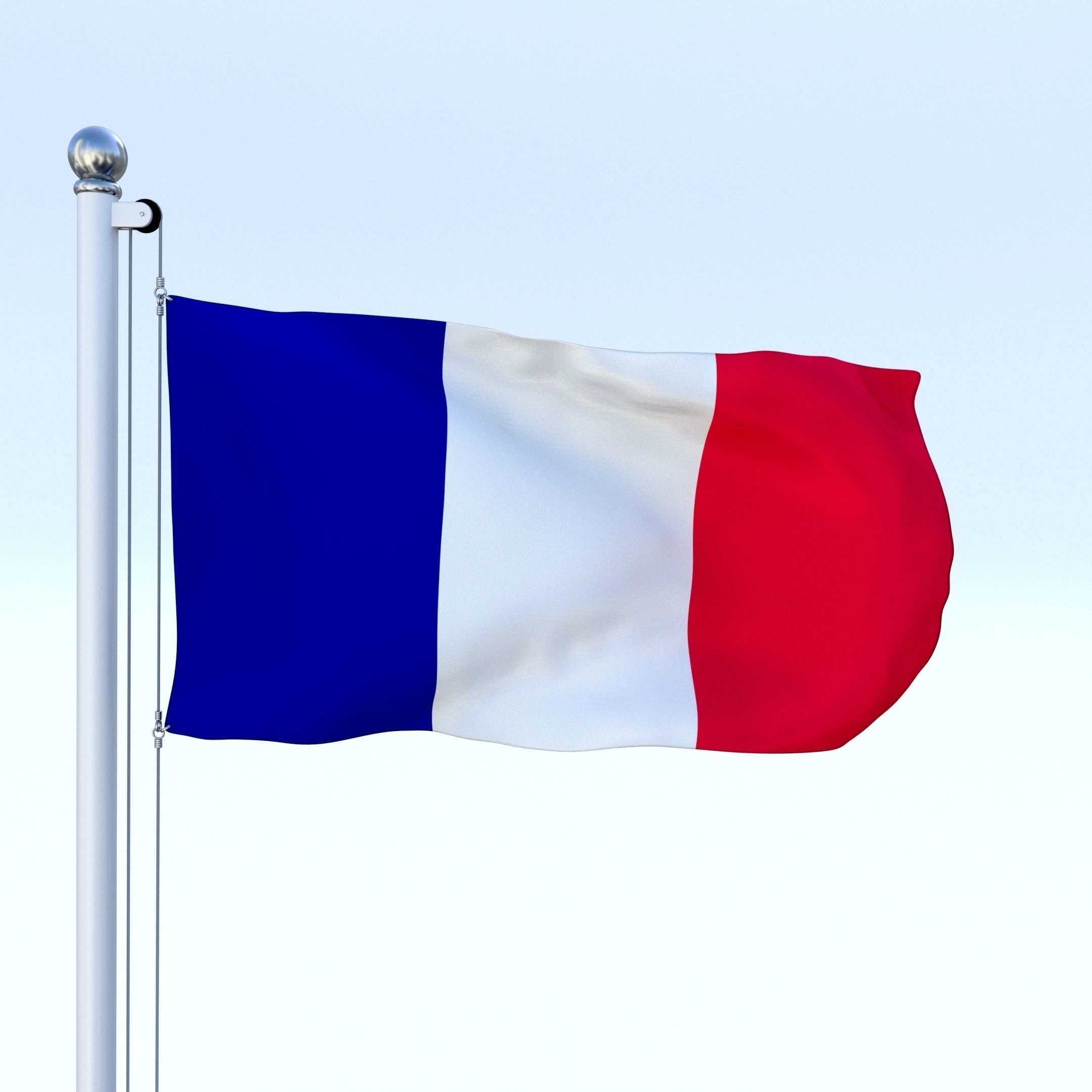 Animated France Flag Low-poly 3D model_18