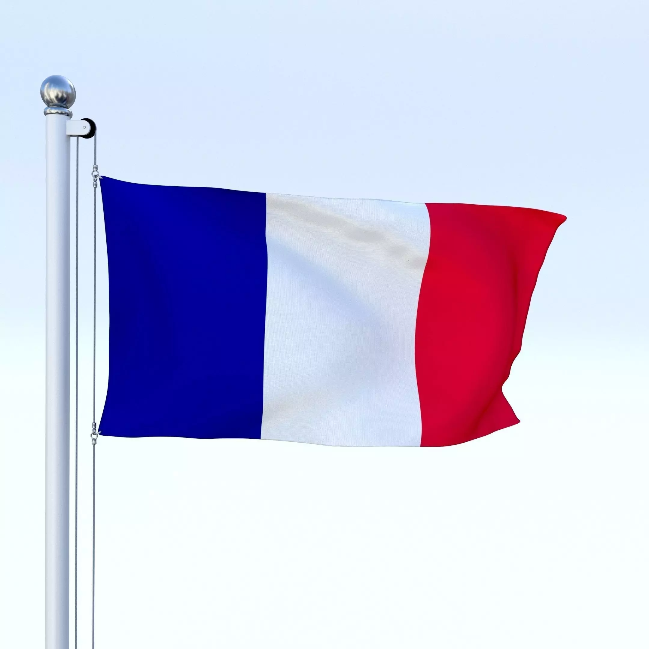 Animated France Flag Low-poly 3D model_0