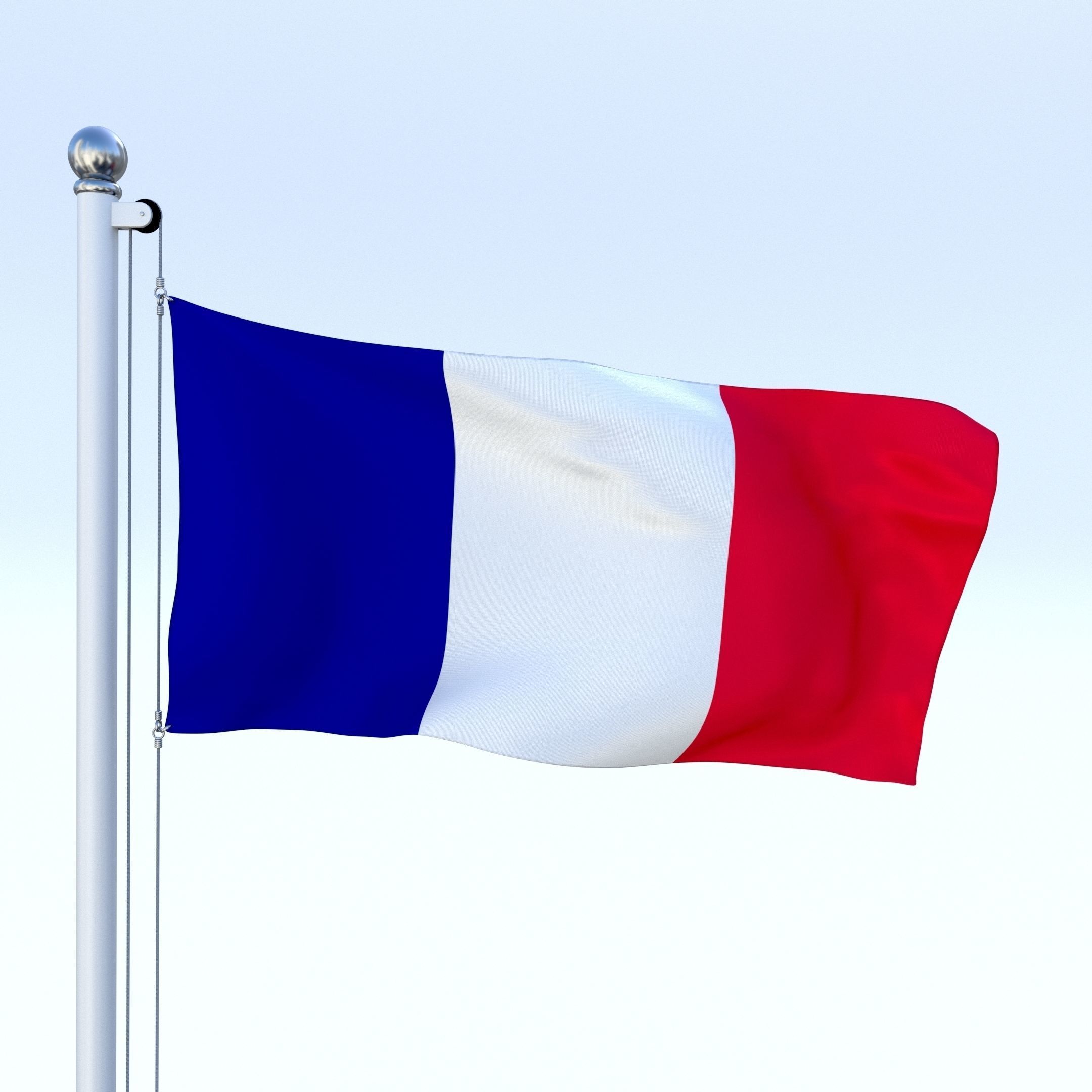 Animated France Flag Low-poly 3D model_2