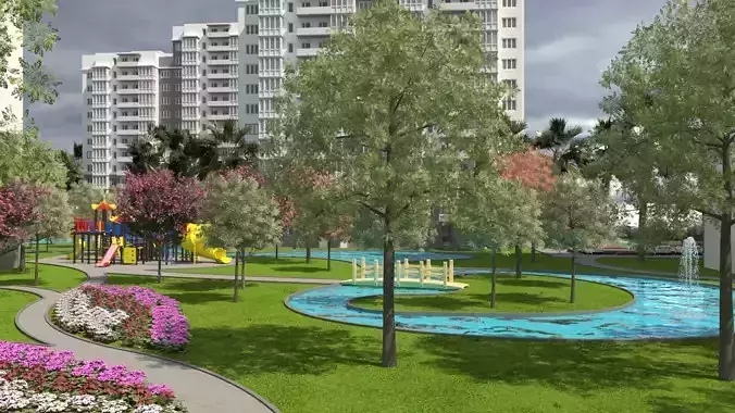 Modern Apartment Complex 3D Model Low-poly 3D model 7