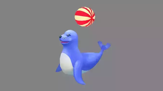 Cartoon sea lion performing in zoo