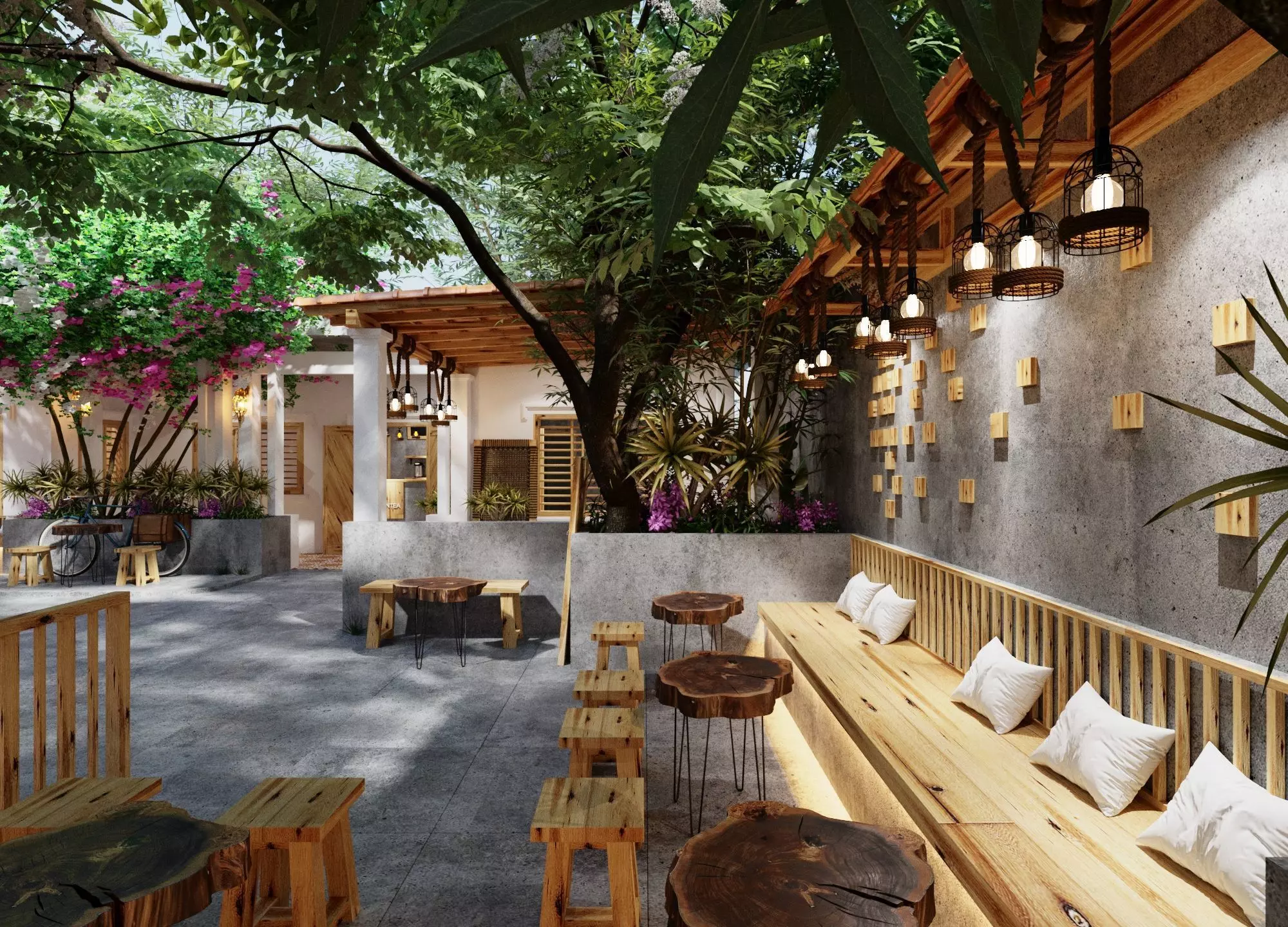 Retro style artistic courtyard 3D model_2