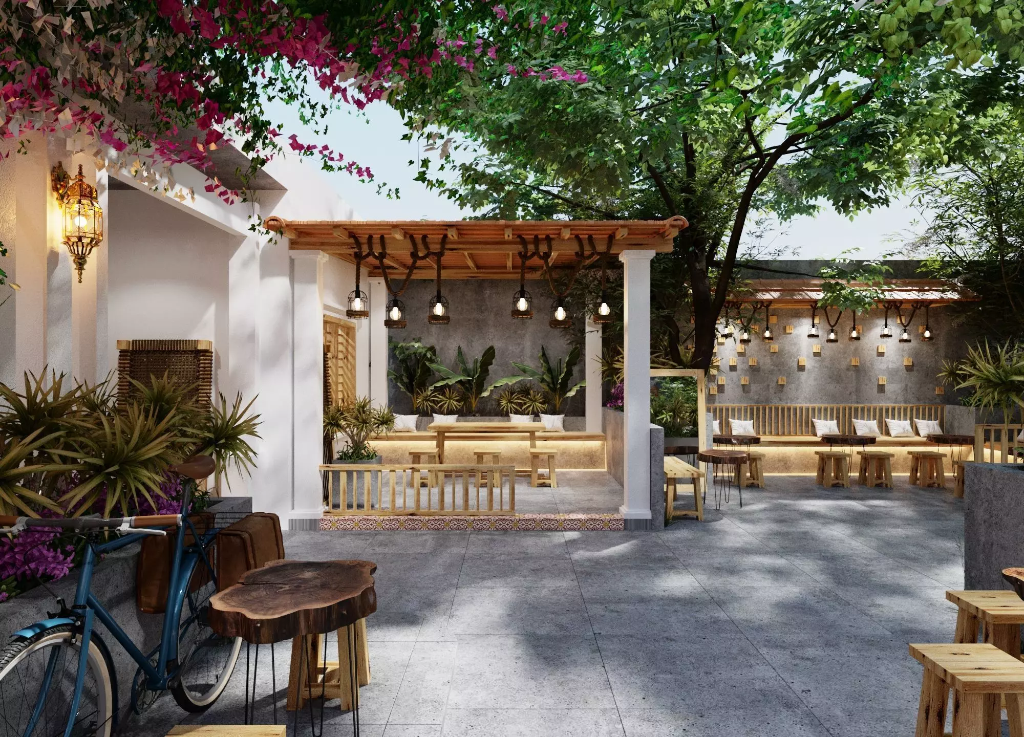 Retro style artistic courtyard 3D model_6