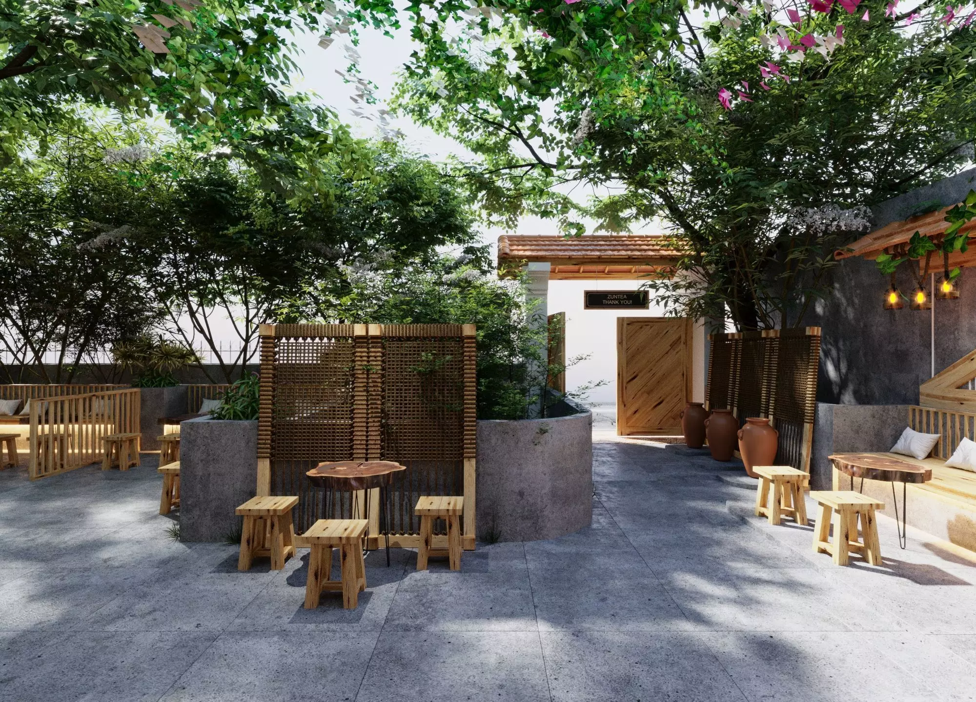 Retro style artistic courtyard 3D model_10