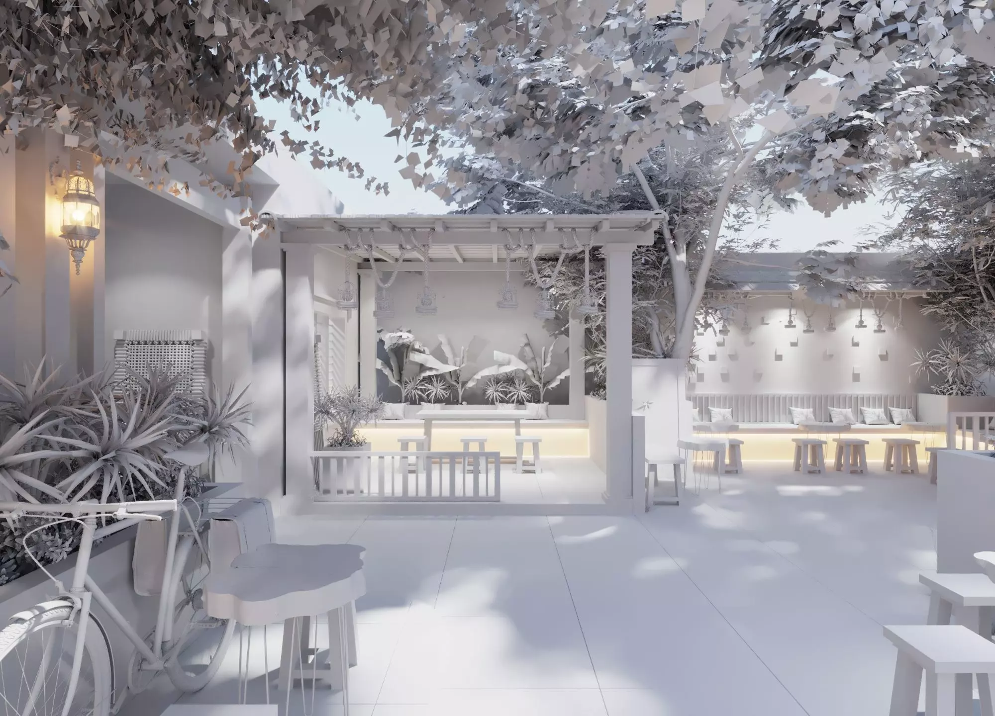 Retro style artistic courtyard 3D model_7